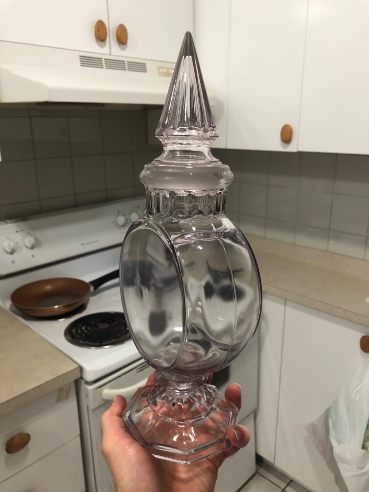 VINTAGE MINTY CRISP c1900 13 1/2” “BANJO” GROUND TO FIT APOTHECARY CANDY JAR