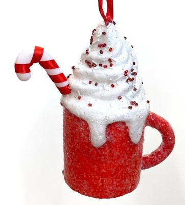 CLASSIC CHRISTMAS | Peppermint Hot Chocolate Ornament Cocoa Red Mug Candy Cane