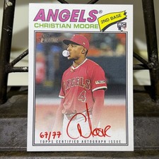 2026 Topps Heritage Christian Moore Rookie Card Real One Red Ink Auto #67/77