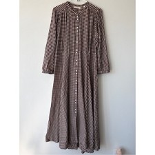 NWT Doen Madelaine Cotton Button 3/4 Long Sleeve Midi Maxi Dress Delphine Plaid