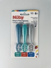 Nuby Baby's First Spoons for 3 Stages, 6  Months, Set of 3 Baby Feeding Spoons