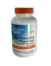 Doctor’s Best High Absorption Magnesium Lysinate Glycinate 240 Tablets EXP 2028+