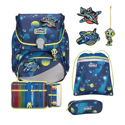 Schulranzen Jungen Scout ALPHA LED Planets 5-teiliges Set Schultasche