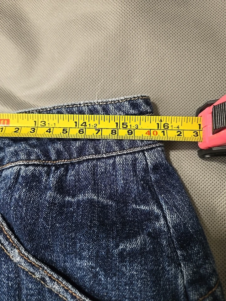 Saia jeans fofa com cinto punho francês tamanho 8 azul acima do joelho - Imagem 3 de 4