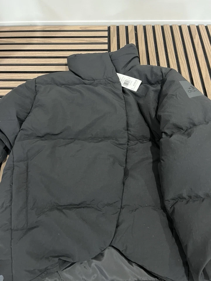 Chaqueta de plumón Adidas para mujer Big Baffle de longitud completa negra talla L nueva con etiquetas Foto 2 de 4