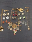Vintage Signed Costume Jewelry Lot Necklaces Brooches Clip On Earrings