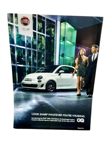 2014 Fiat 500C GQ Edition Turbo Convertible Original Magazine Advertising Page