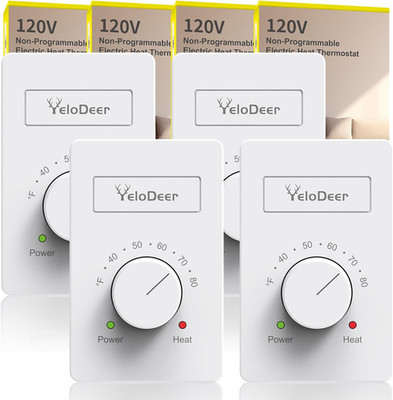 4-Pack 120V 4-Wire Manual Electric Baseboard Heater Thermostat for Home