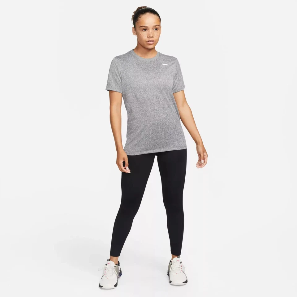 NEW Nike Women's Medium Dri-FIT Legend T-Shirt - Heather Gray SMALL (DX0687-011) - Image 4 of 4