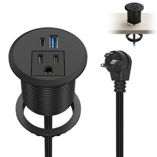 2inch Desktop Power Grommet Recessed Power Strip with PD 20W USB C,AC Outlet ...