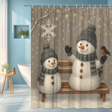 Winter Snowman Shower Curtain - Cute Holiday Decor for Bathroom