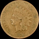 1876 INDIAN HEAD CENT ✪ GOOD G ✪ 1C PENNY COIN I ◢TRUSTED◣