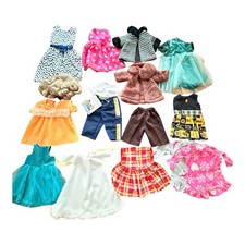 16 Piece Vintage Doll Clothes Lot 14-18 Inch Outfits Dress Coats Pants Wig
