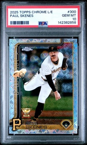 142382858 Paul Skenes 2025 Topps Chrome LogoFractor #300 PSA 10