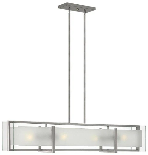 Latitude 42" Wide Brushed Nickel 4-Light Linear Chandelier - Picture 1 of 4