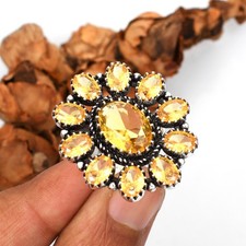 Citrine Gemstone 925 Sterling Silver Ring Handmade Jewelry For Women SR-44