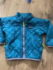 Patagonia Blue Quilted Insulated Jacket 12-18M Full Zip Baby Toddler Teal