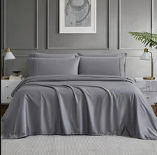 Hotel Signature Egyptian Cotton 400 TC 6-Piece Sheet Set Gray Queen Repackaged