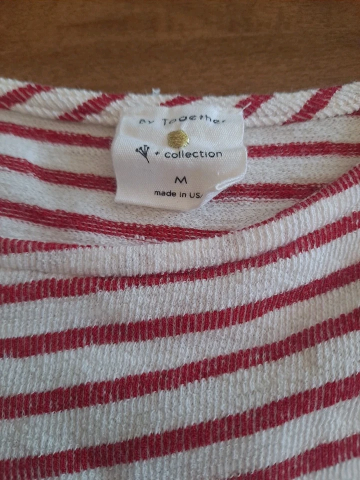 Top túnica mediana By Together para mujer bolsillos a rayas rojas babydoll festival Foto 2 de 3