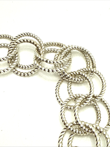 BETSEY JOHNSON Double Link Chain Bracelet Silver Tone Signed 9" - Picture 5 of 8