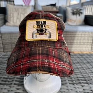Judith March Red Cross Stitch Patch Trucker Hat Distressed Judith March Headmost Texas Embroidered Patch Trucker Hat In  main image 4