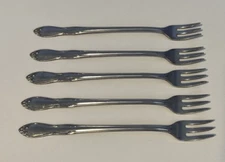 Oneida Simeon L.& George H. Rogers Stainless Seafood Cocktail Forks S/5 6"