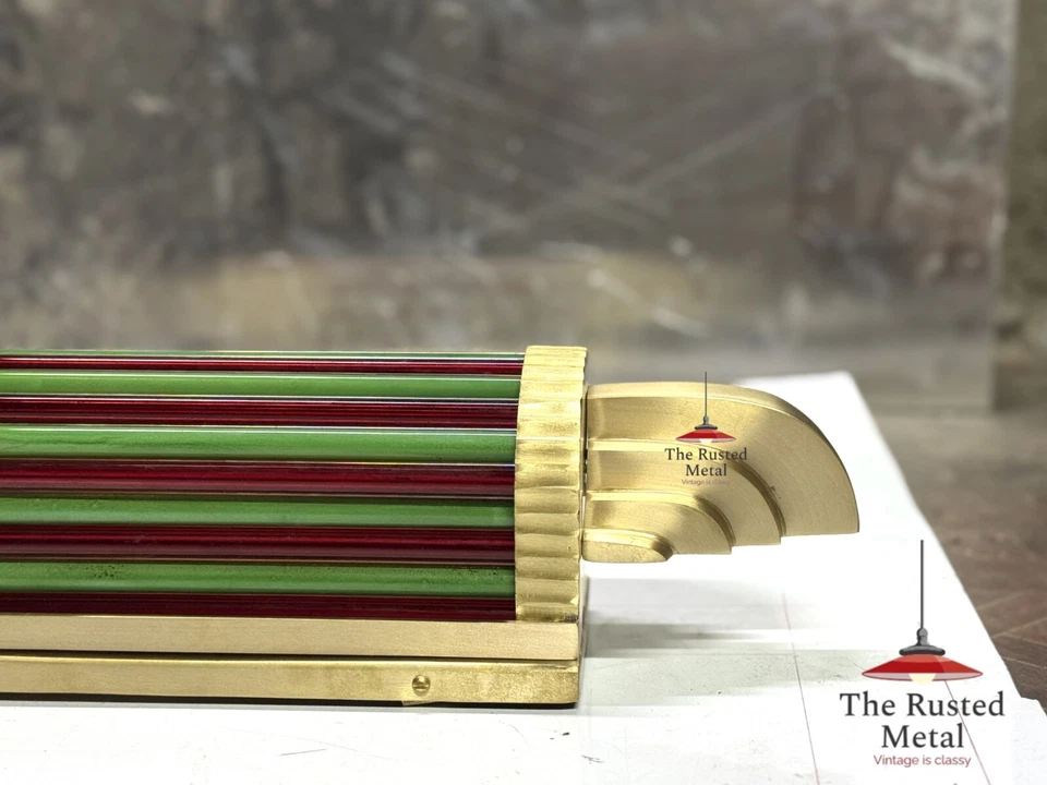 Brass Art Deco Wall Sconce Light Fixture with Glass Rods -  Theater Style Lamp - Image 3 of 4