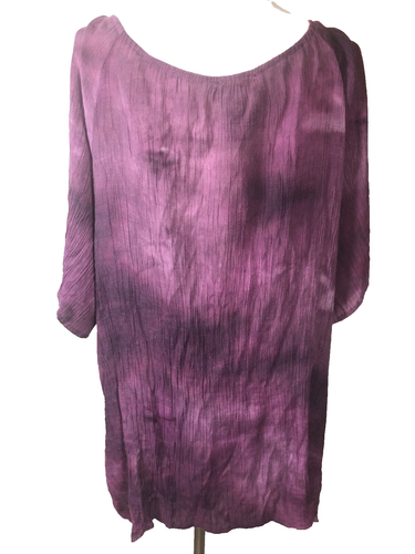 Maggie Barnes Womens Size 26/28 Purple Tye Die Gauze Peasant Top Sequin Accents - Picture 5 of 8