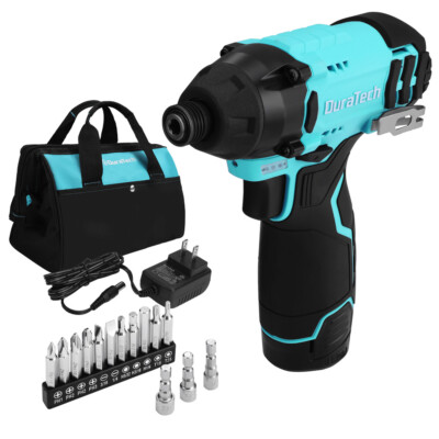 DURATECH 12V 1/4'' Cordless Electric Impact Driver 885 in-lbs 0-2400RPM w/Battery