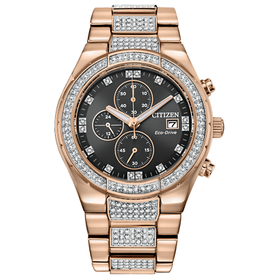 CITIZEN CA0753-55E Crystal Chronograph Date Eco-Drive Rose Gold