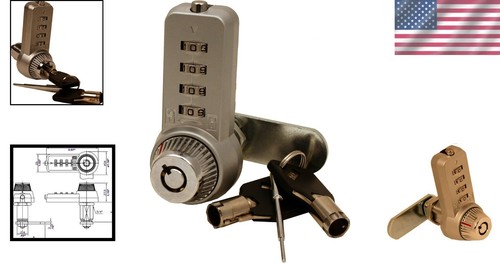 Versatile 4-Dial Combination Cam Lock for Cabinets with Key Override Feature - Picture 2 of 9