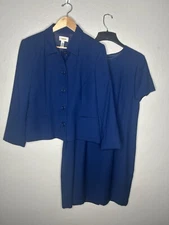 Talbots 100% Wool Dress Suit Blue Large Career Separates
