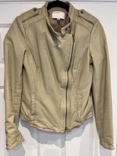 Muubaa Womens Beige Leather Jacket Size 10 New Without Tags-rrp -£300