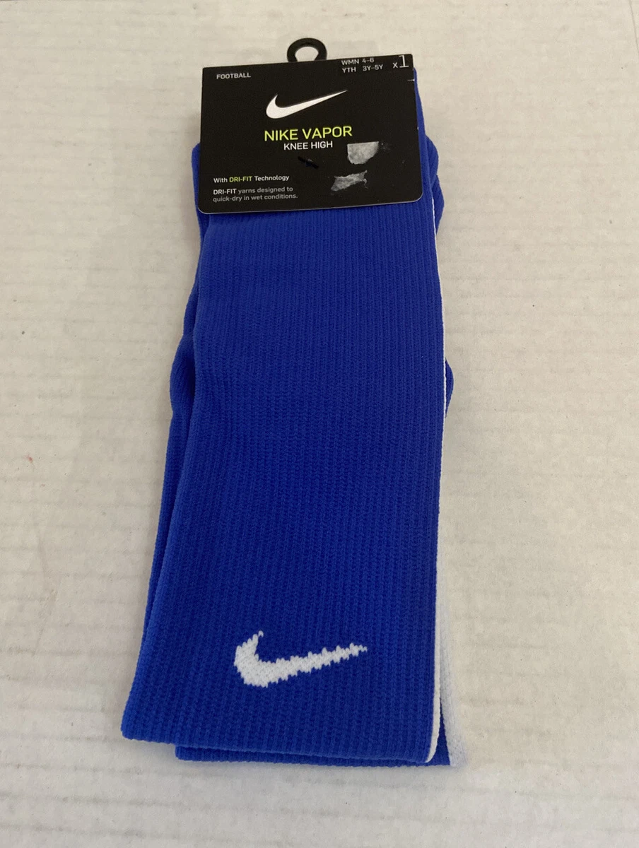 Nike Dri Fit Vapor Knee High Socks Football Soccer Blue Women s 4 6 Youth 3Y 5Y