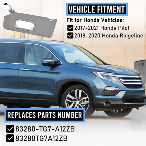 2017-2021 Honda Pilot Left Driver & Right Passenger Car Sun Visor with Mirror - Picture 3 of 6