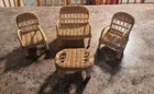 Vintage Barbie Furniture Wicker Rattan Set- Loveseat Chairs Table