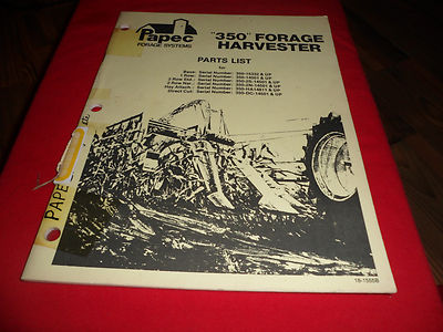 (Drawer 17) Papec 350 Forage Harvester Parts List Base 1 2 Row Direct Cut Manual