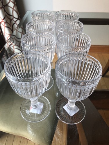 Set of 8 Pier I Ribbed Long Stem Cocktail Beverage Goblets, New - Picture 6 of 8