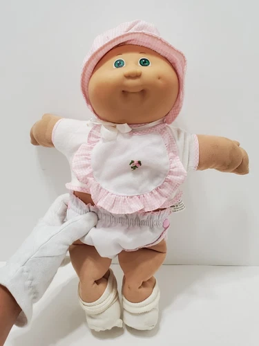 Vtg Cabbage Patch Kids Doll, 1982 SS Tag, Green Eyes Blonde Hair, Pink Outfit
