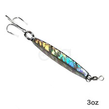 Fishing 3oz Silver Mylar laser Diamond Jig Treble Hook Jigging Fish Lures New