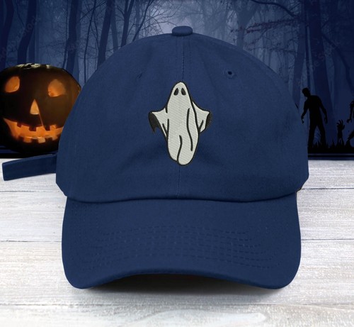 HALLOWEEN GHOST EMBROIDERED UNSTRUCTURED BASEBALL CAP DJ SCARY GHOST DAD HAT - Picture 10 of 22