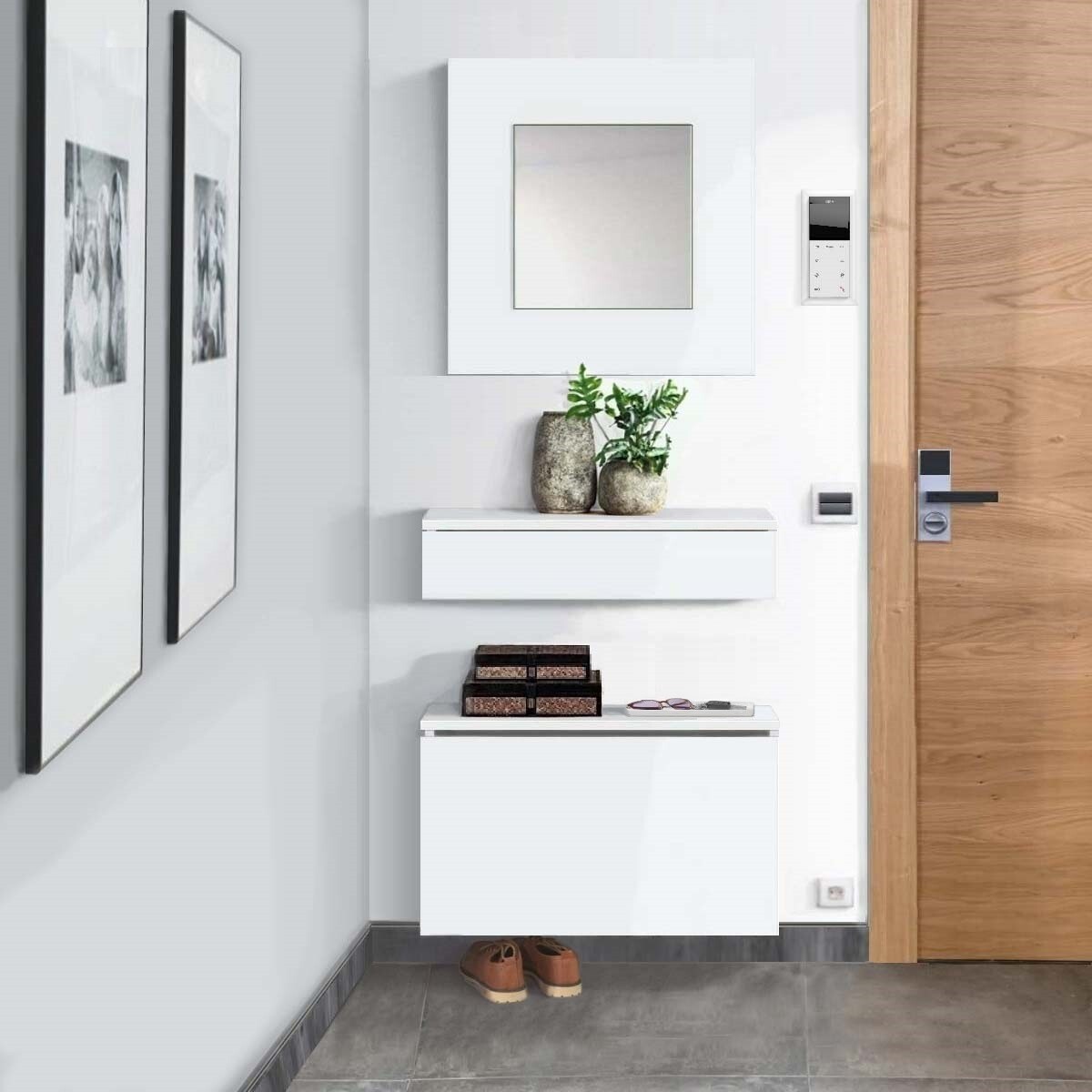 Recibidor - Mueble de entrada zapatero BENETTON - Dos anchos 59/69cm