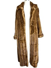CAROLINA HERRERA Saks 5th Ave Golden Whiskey Full Length Long Mink Real Fur Coat