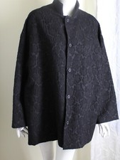 Eskandar Sz 2 Black Floral Amazing Quilted Embossed Jacket Blazer Coat