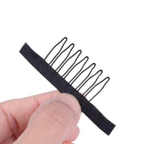 Black Wig Combs for Making Wig Caps 7-teeth Wig Clips Steel Teeth with Cloth - Picture 18 of 23