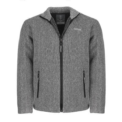 Leitfeuer Herren Strickfleecejacke Fleecejacke Stehkragen Berberfleece-Gebondet
