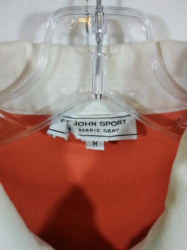 St John Sport Jacket Womens M Orange Full Zip Cotton Stretch Contrast Collar - Picture 6 of 14