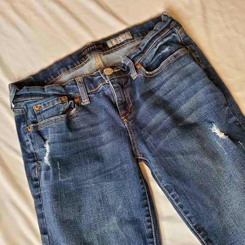 Aeropostale Designed in NYC Jeans SKINNY Womens 4 Short 29Wx28L Blue Distressed - Picture 4 of 16
