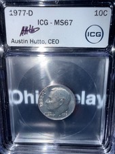 1977-D Roosevelt Dime ICG MS67 Hand Signed