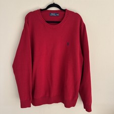 Vintage Polo Ralph Lauren Heavy Knit Crewneck Sweater Size XXL Red Unworn